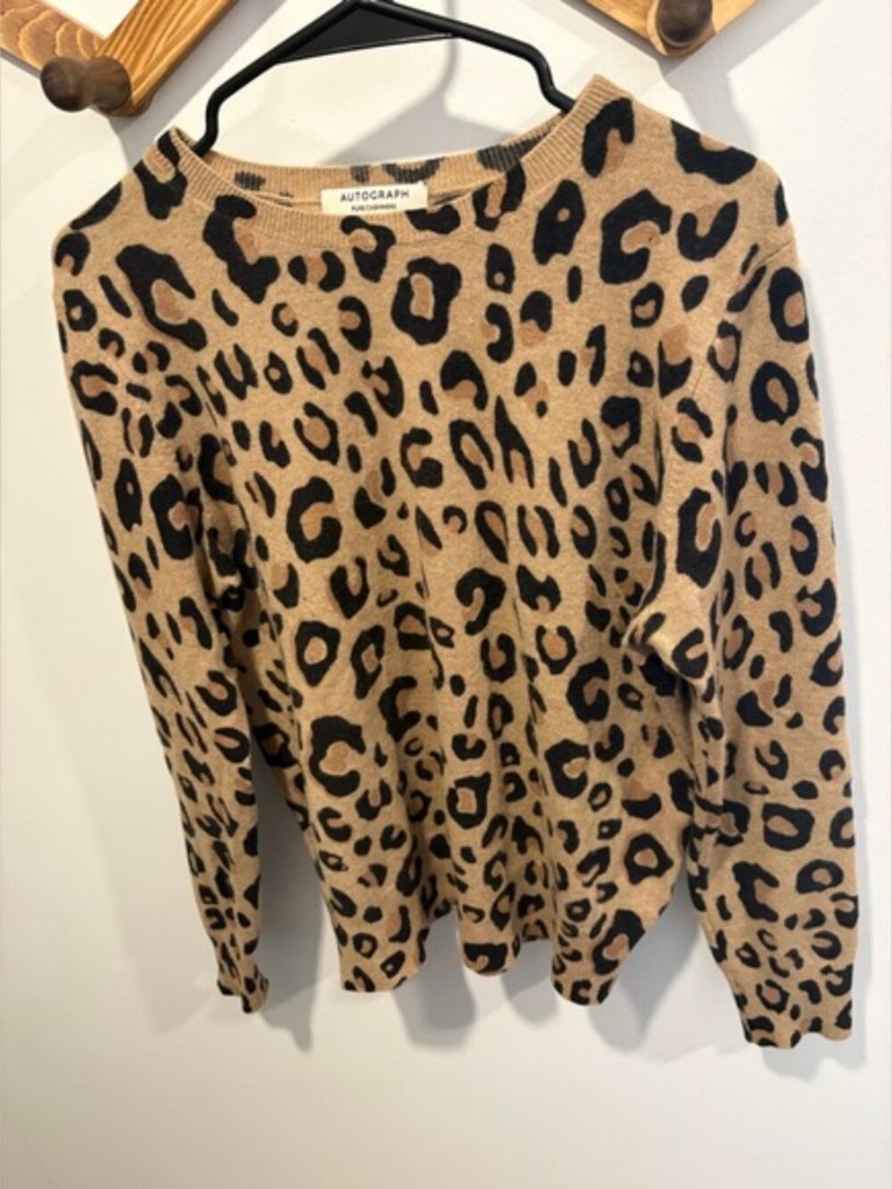Autograph Leopard Print Sweater 100% Cashmere Size 12 - Picture 7 of 7